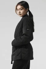 alo black puffer jacket logo