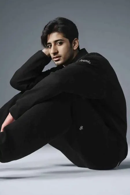 Black Velour Tracksuit Mens logo