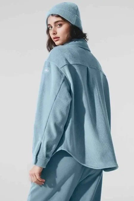 blue velour tracksuit womens back